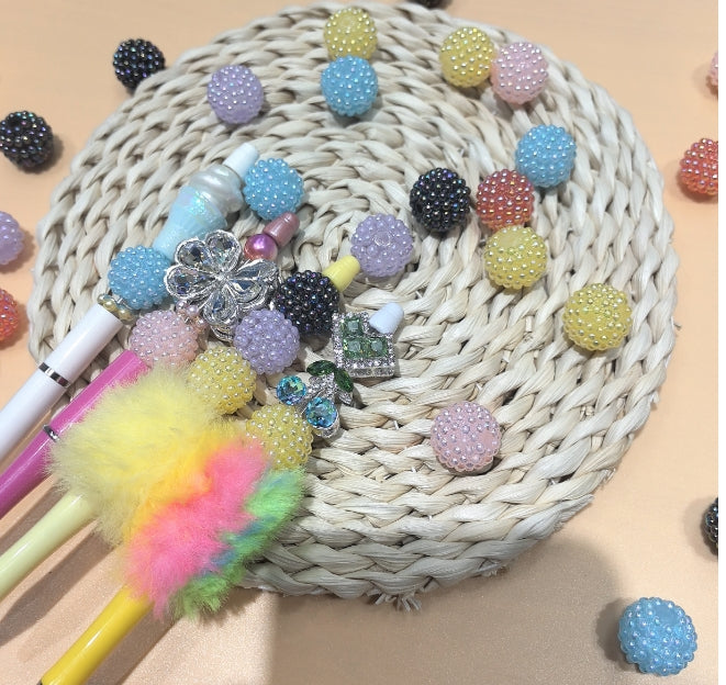 Wholesale Diamond Cute 10pcs Acrylic Bayberry Balls Mixed Color Beads